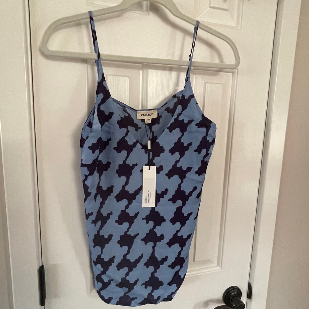 New L'Agence Blue V Neck Tank Dark Aster Size XS Extra Small